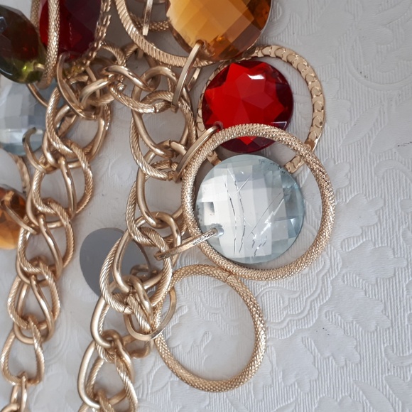 Gold and colour crystal necklace - Picture 5 of 5